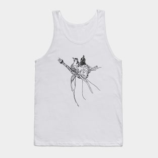 Baby Birds In Their Nest - Pen And Ink Drawing Tank Top